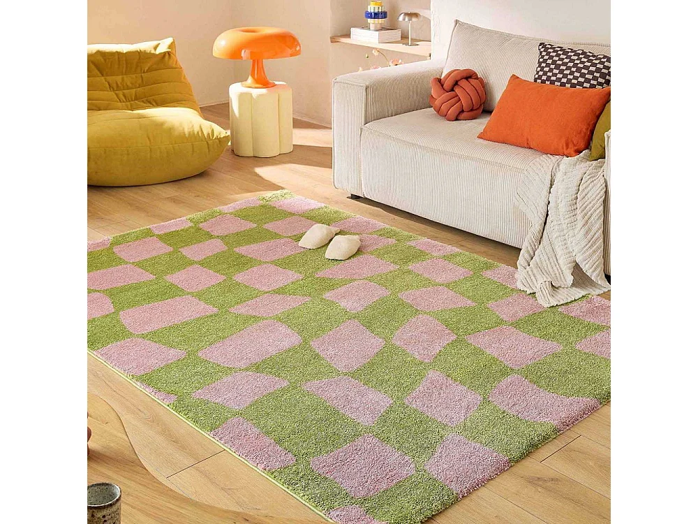 Tapis intérieur à poils longs Swing 383 vert 200 x 280 cm