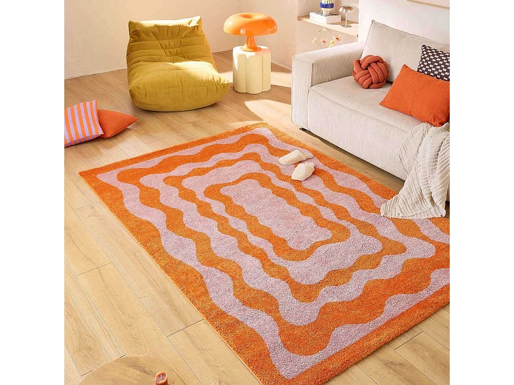 Tapis intérieur à poils longs Swing 382 orange 200 x 280 cm