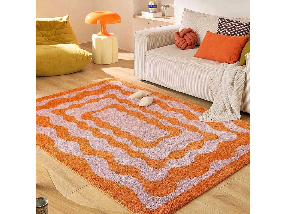 Tapis intérieur à poils longs Swing 382 orange 200 x 280 cm