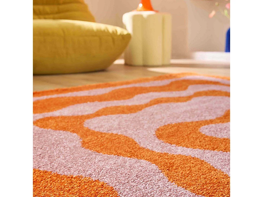 Tapis intérieur à poils longs Swing 382 orange 200 x 280 cm