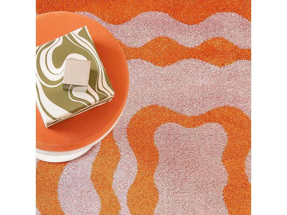 Tapis intérieur à poils longs Swing 382 orange 200 x 280 cm