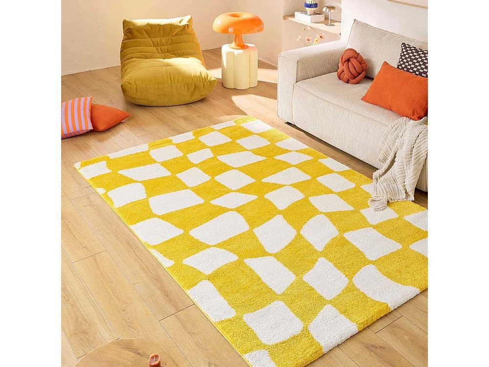 Tapis intérieur à poils longs Swing 383 jaune 200 x 280 cm