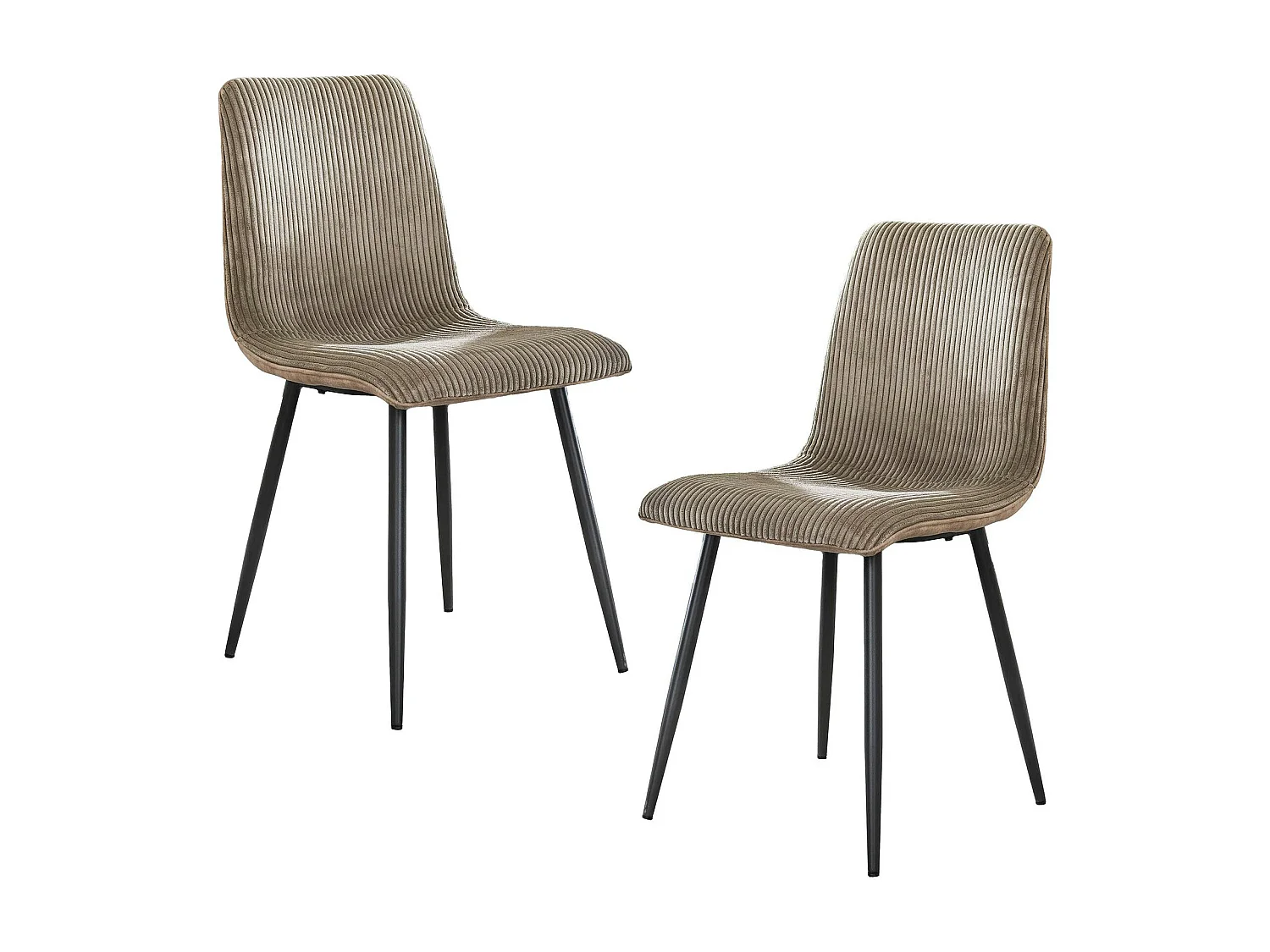 Chaise de salle à manger beige sable en tissu côtelé (lot de 2) TAJ