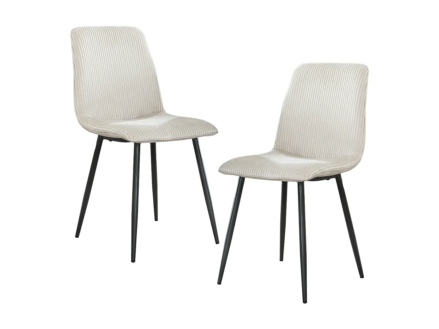 Chaise de salle à manger en tissu côtelé crème (lot de 2) TAJ