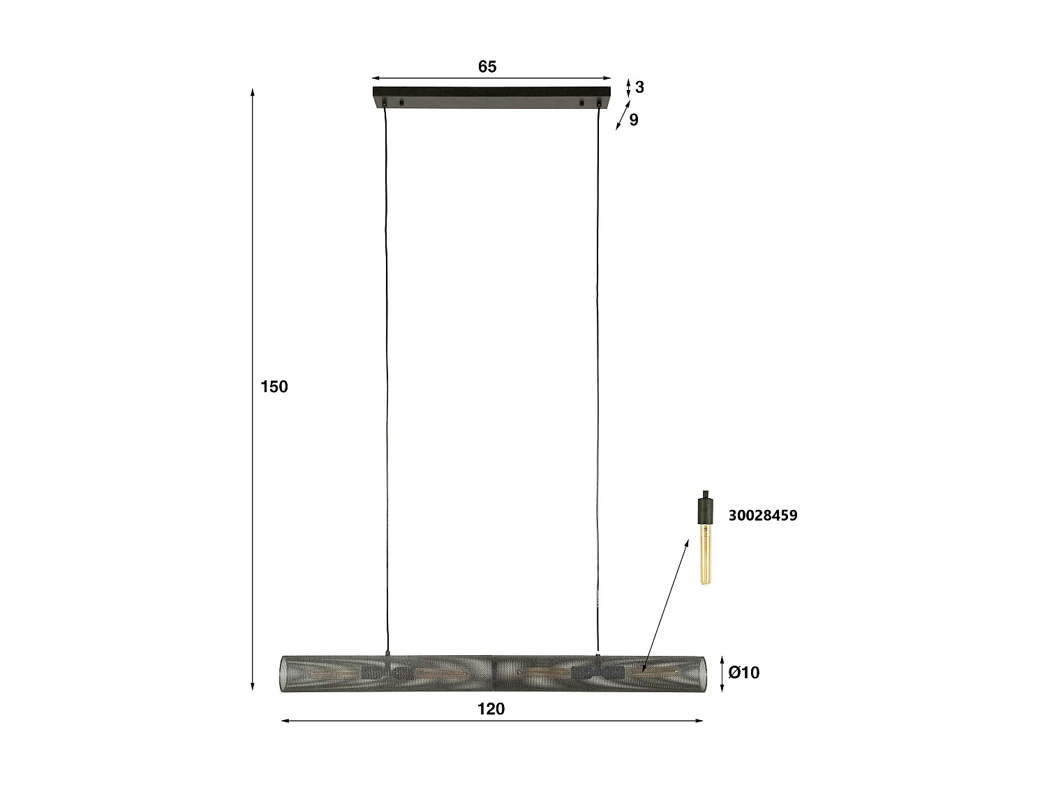 Suspension de table contemporaine forme tube RALF