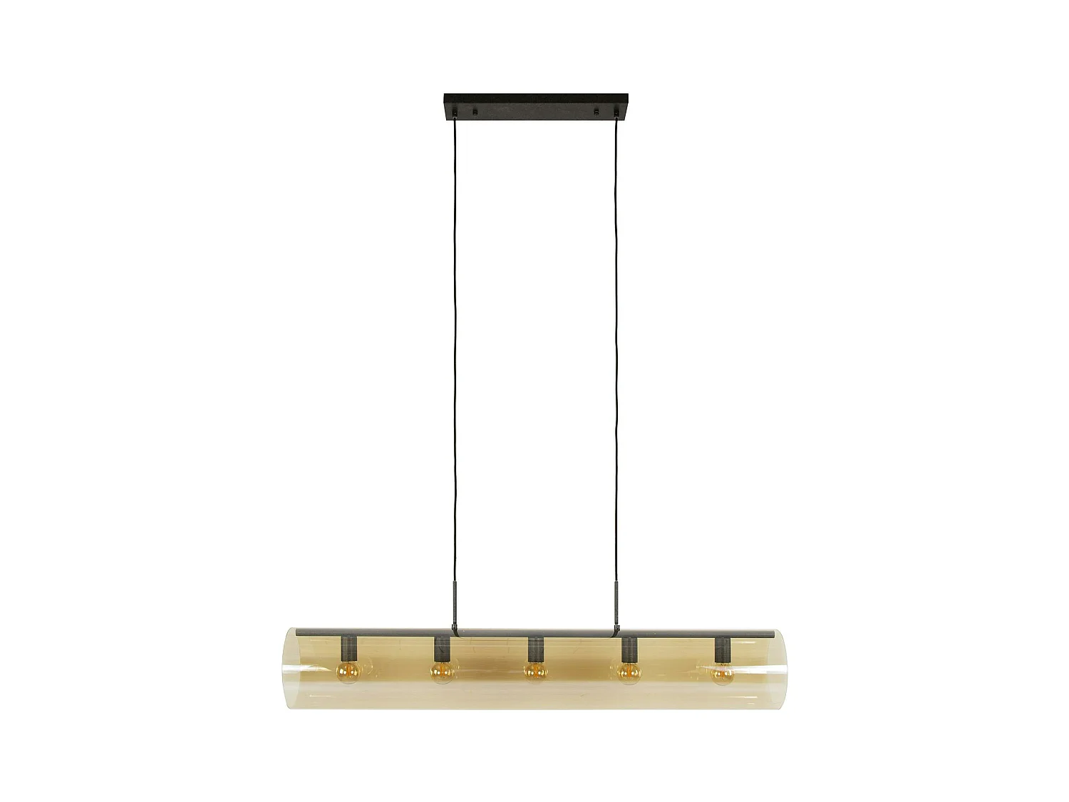 Suspension tube en verre ambré 5 lampes RALF