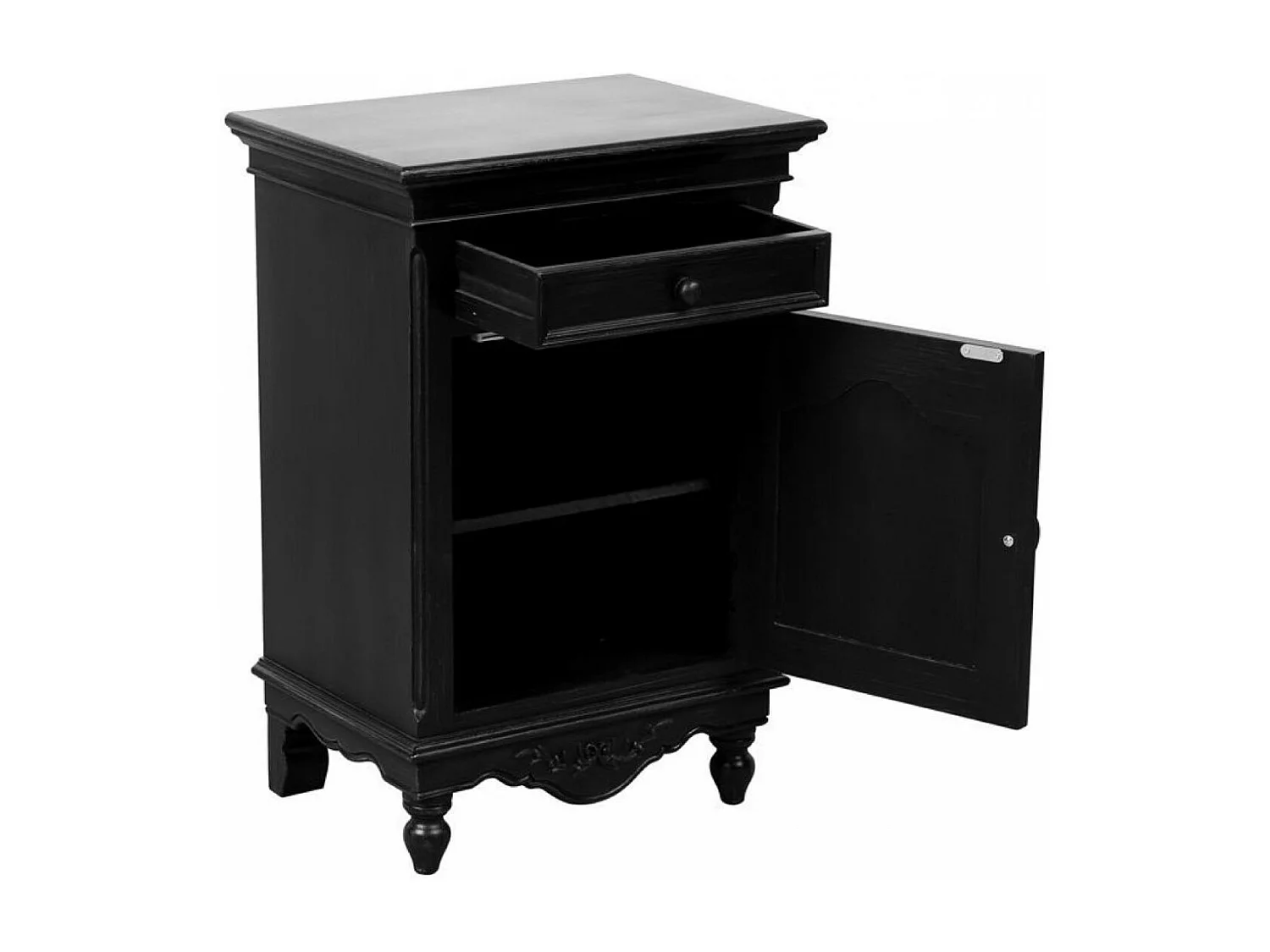 Table de chevet 1 porte MDF Noir - Romance Interior's