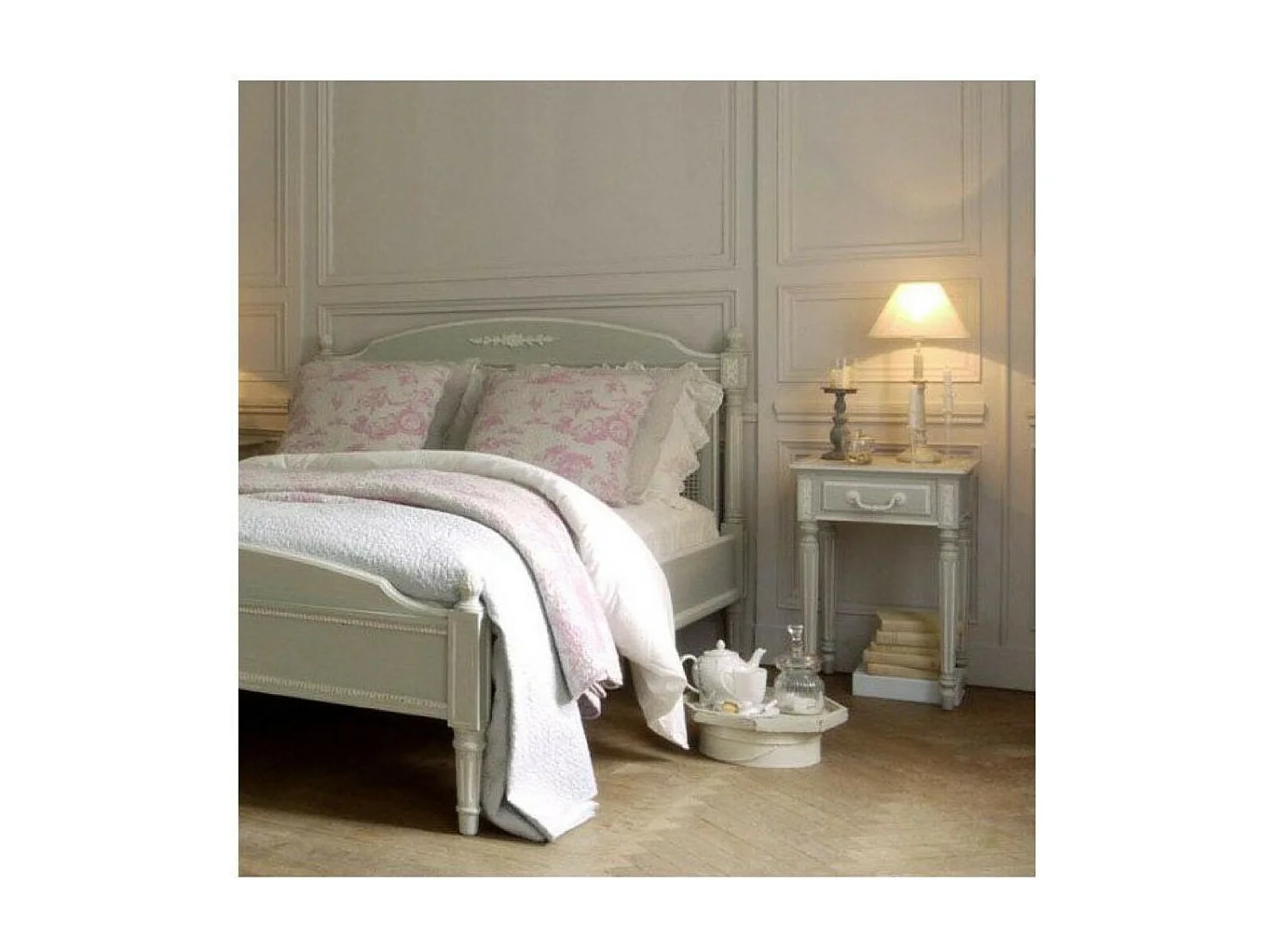 Table de chevet 1 tiroir MDF Gris - Gustavien Interior's