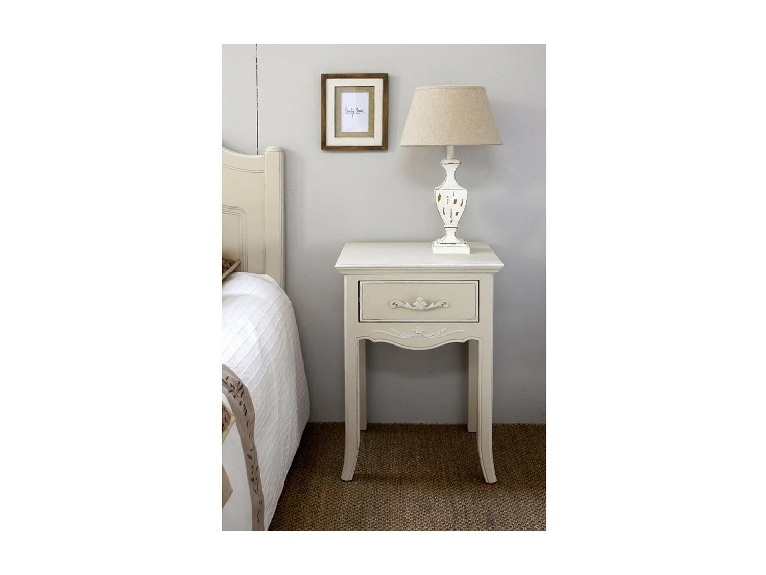 Table de chevet 1 tiroir MDF Beige - Lubéron Interior's