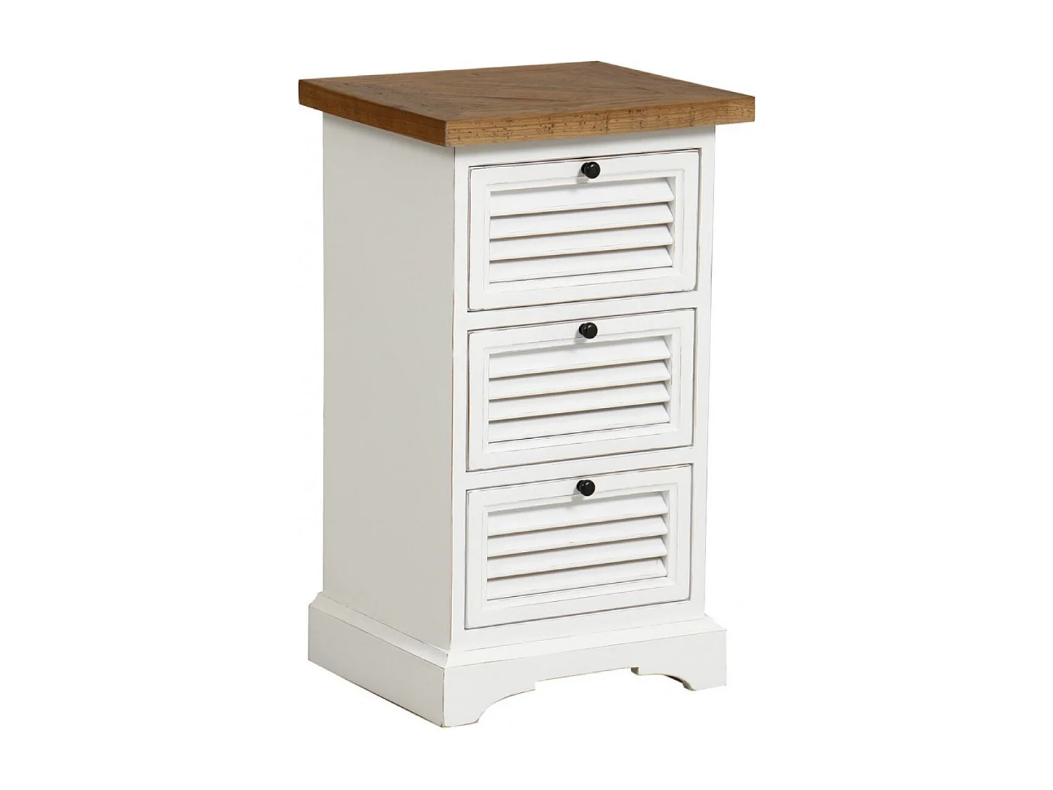 Table de chevet 3 tiroirs Bois Blanc - Vénitiennes Interior's