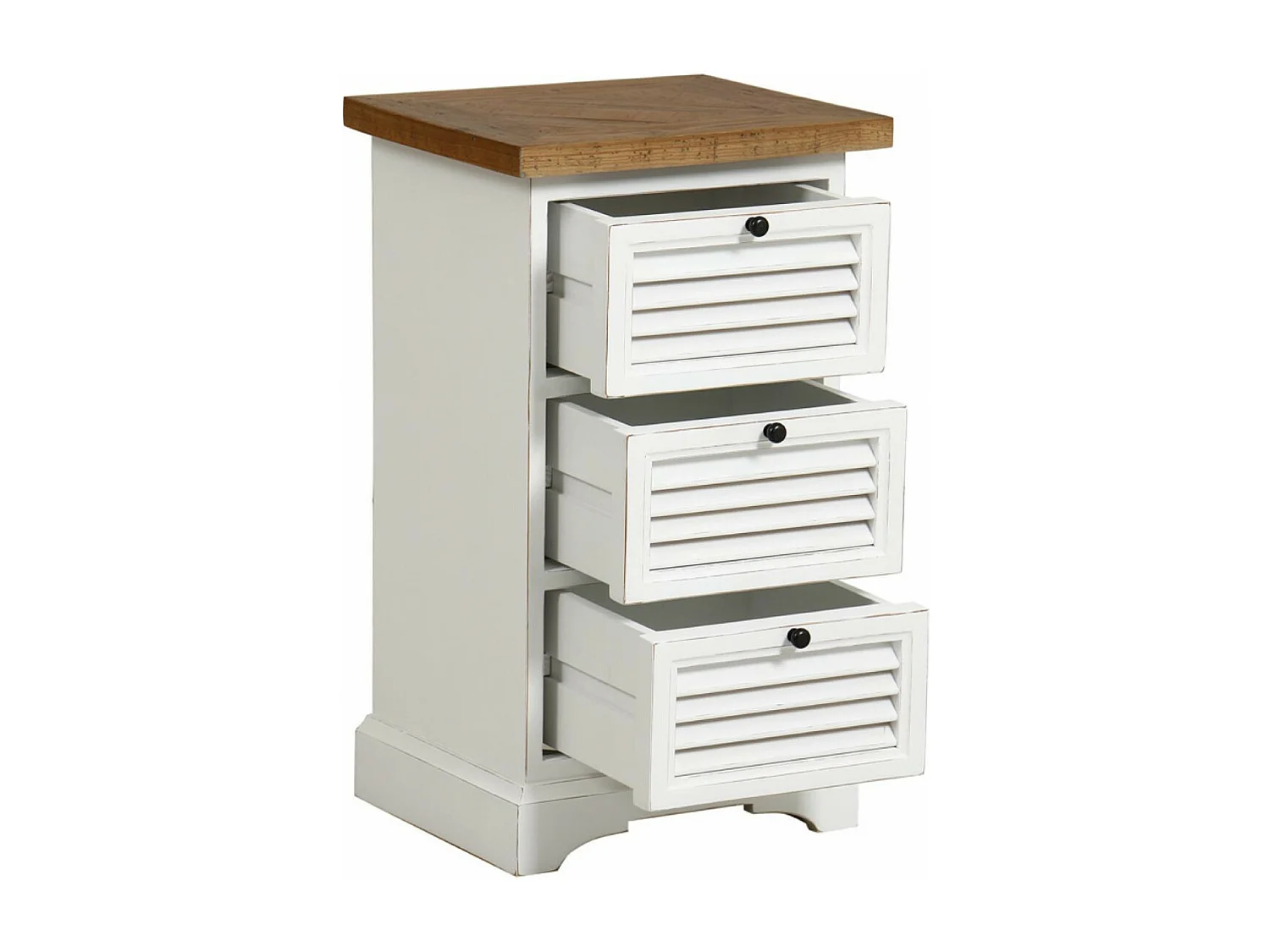 Table de chevet 3 tiroirs Bois Blanc - Vénitiennes Interior's