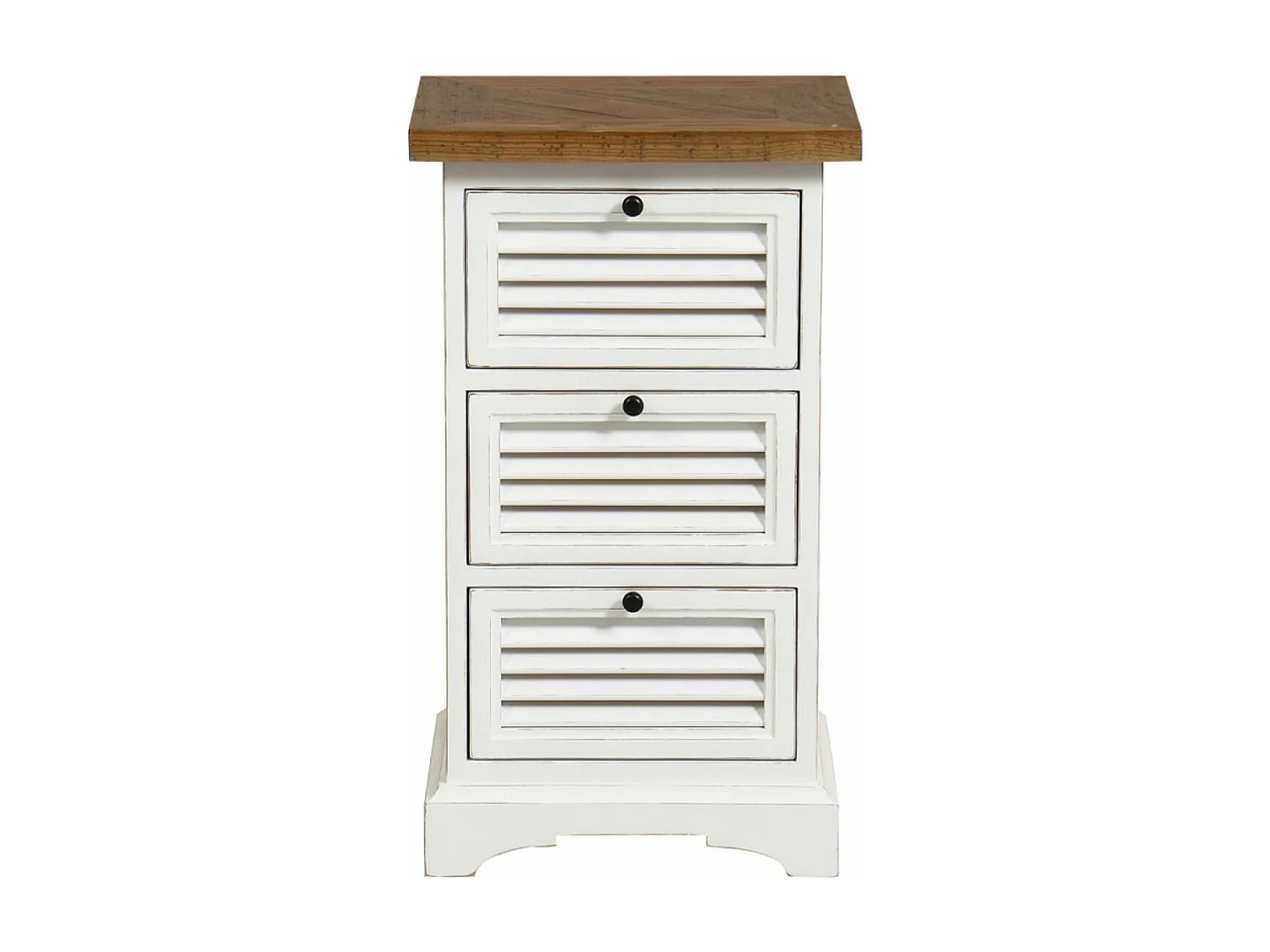 Table de chevet 3 tiroirs Bois Blanc - Vénitiennes Interior's