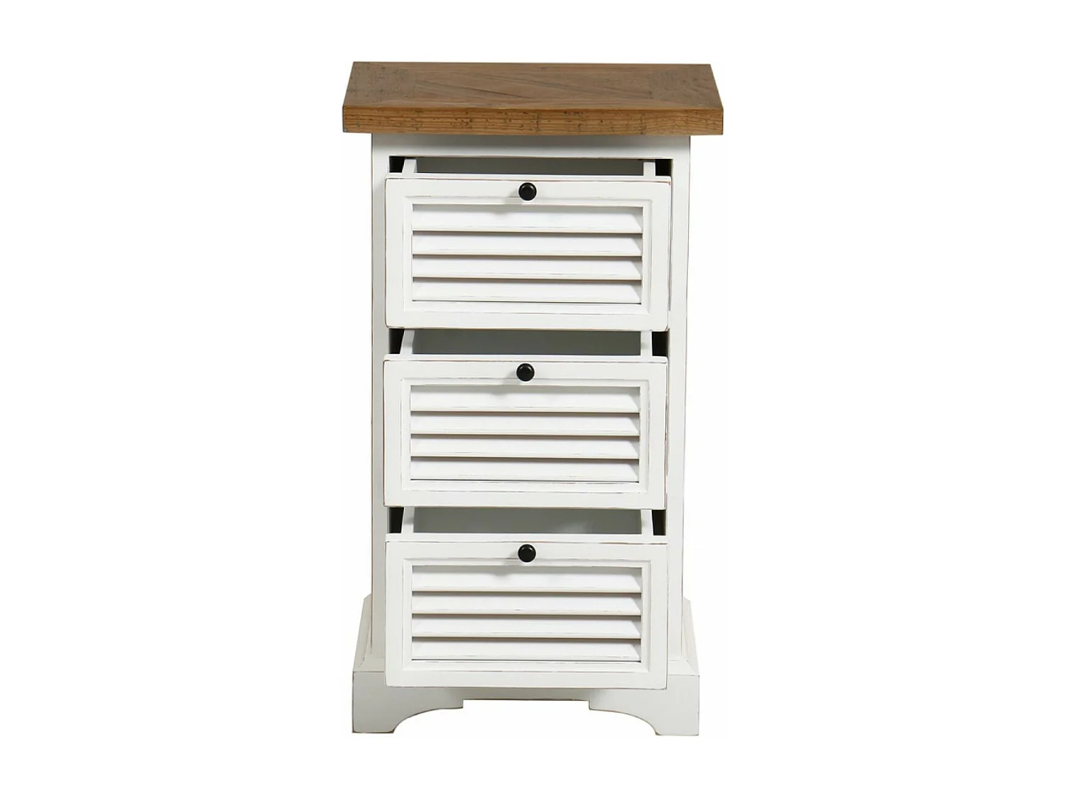 Table de chevet 3 tiroirs Bois Blanc - Vénitiennes Interior's