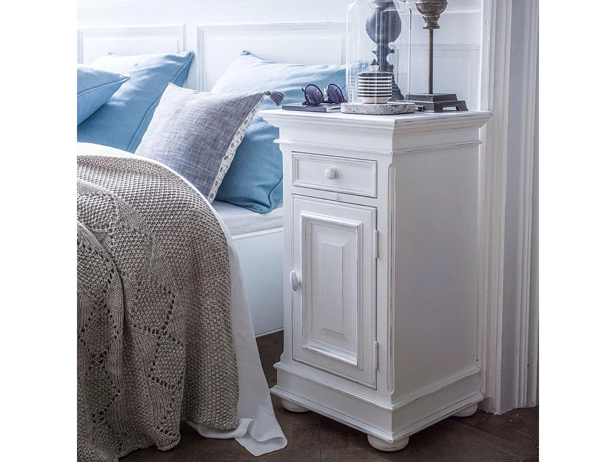 Table de chevet 1 tiroir 1 porte MDF Blanc - Harmonie Interior's