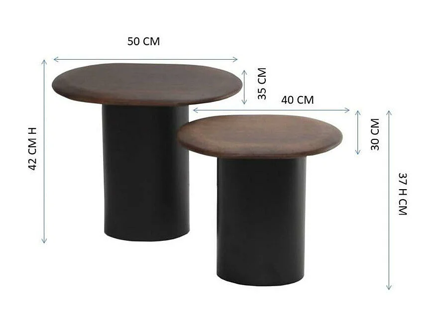 Set de 2 bouts de canapé Bernie en manguier