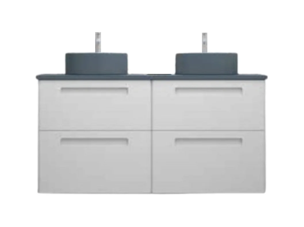 Mueble Baño 4 Cajones + 2 Lavabos Sobre Encimera Mod Paris