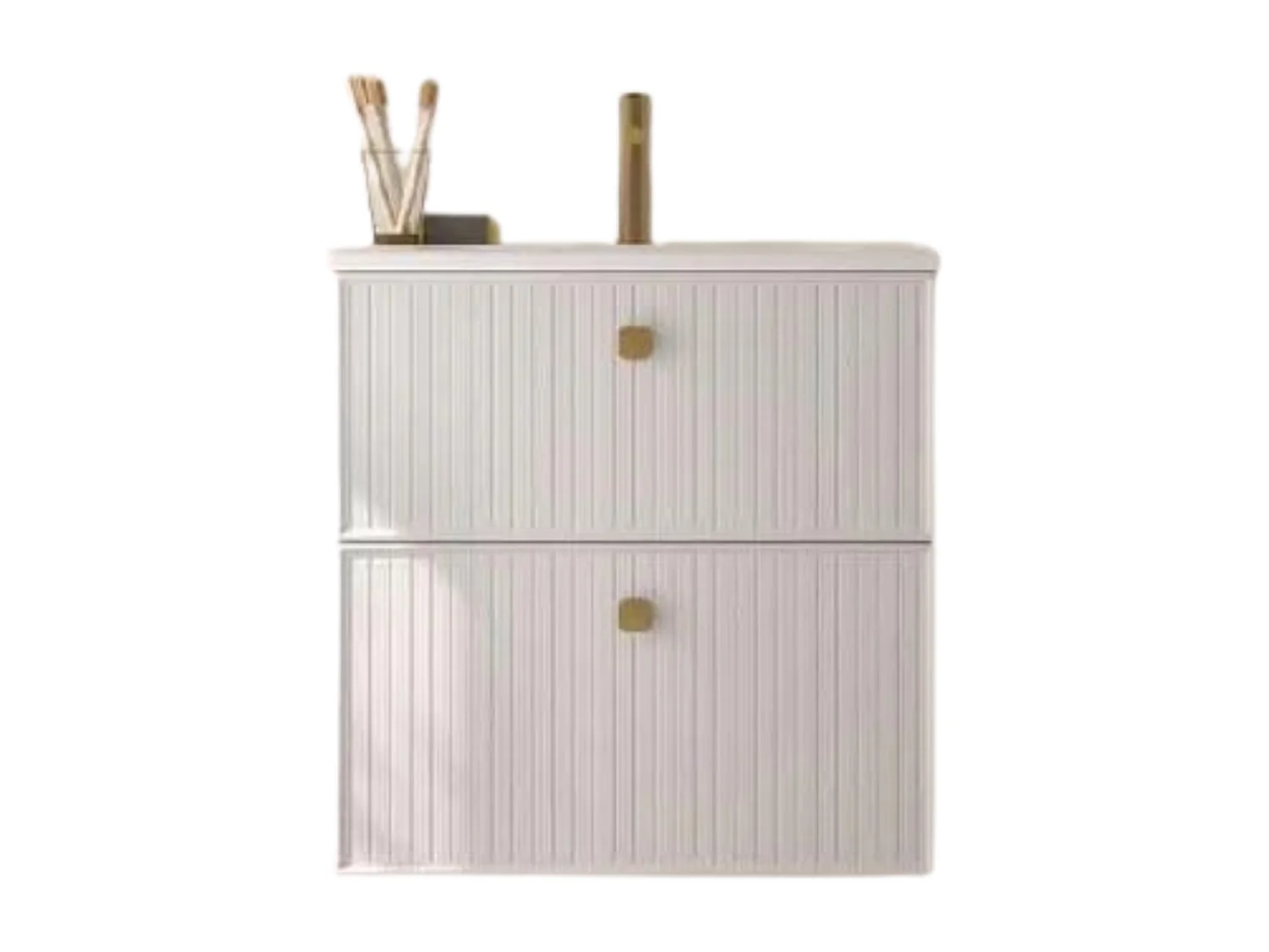 Mueble Baño Blanco 2 Cajones + Lavabo Bajo Encimera Mod Blanca