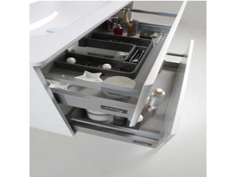 Mueble De Baño 2 Cajones + Encimera Negra + 1 Lavabo Negro Mod Blanca