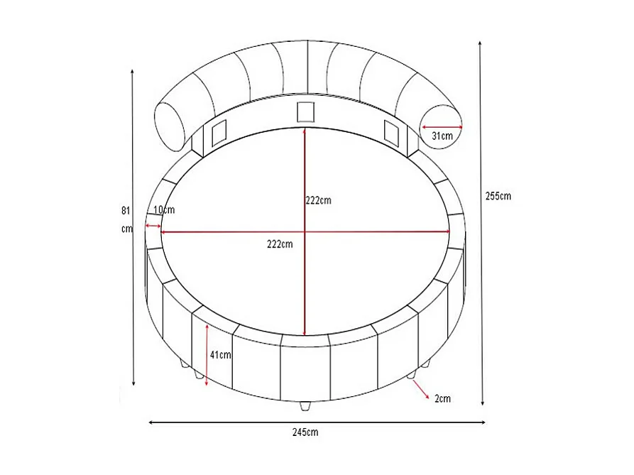 Łóżko okrągłe 220 x 220 cm - Bukla - Biały + Materac - ROGILA
