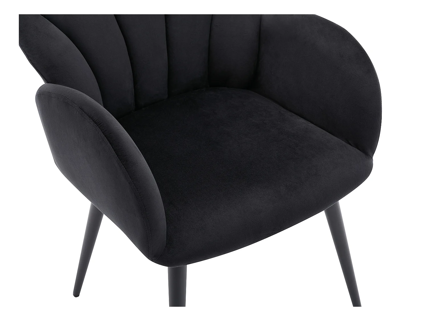 Set van 6 stoelen met armleuningen van velours en metaal - Zwart - LANSENA van Pascal Morabito