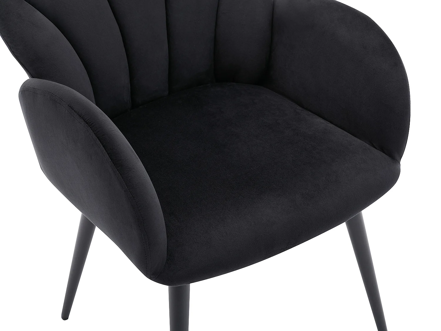 Lot de 6 chaises avec accoudoirs en velours et métal - Noir - LANSENA de Pascal Morabito