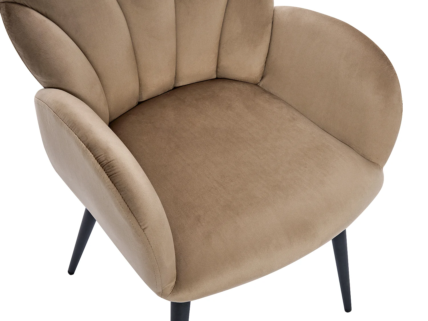 Lot de 6 chaises avec accoudoirs en velours et métal noir - Beige - LANSENA de Pascal Morabito