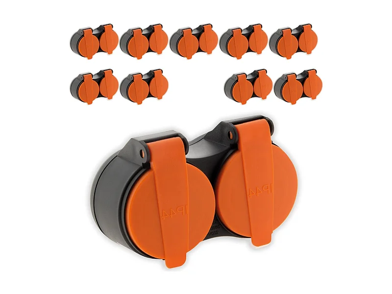 Lot de 10 bliplites pour extérieur étanche IP44 2P+T avec accroche - Orange - Zenitech