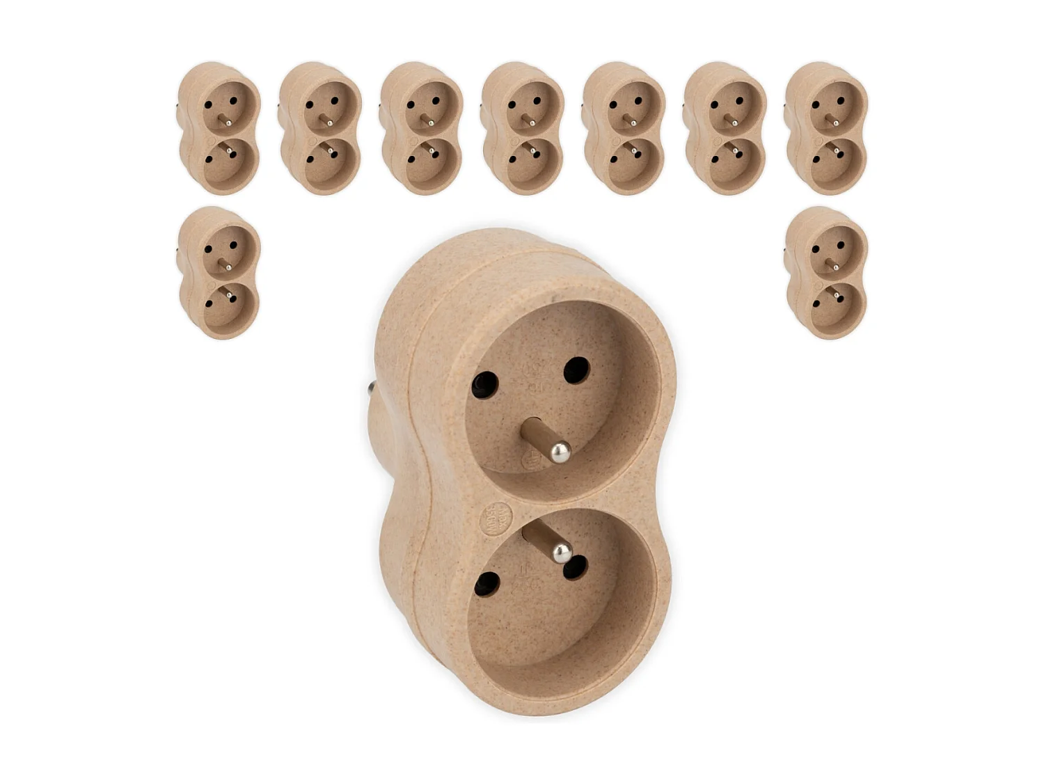 Lot de 10 biplites recyclées bioplastique - 2x16A - Beige - Zenitech