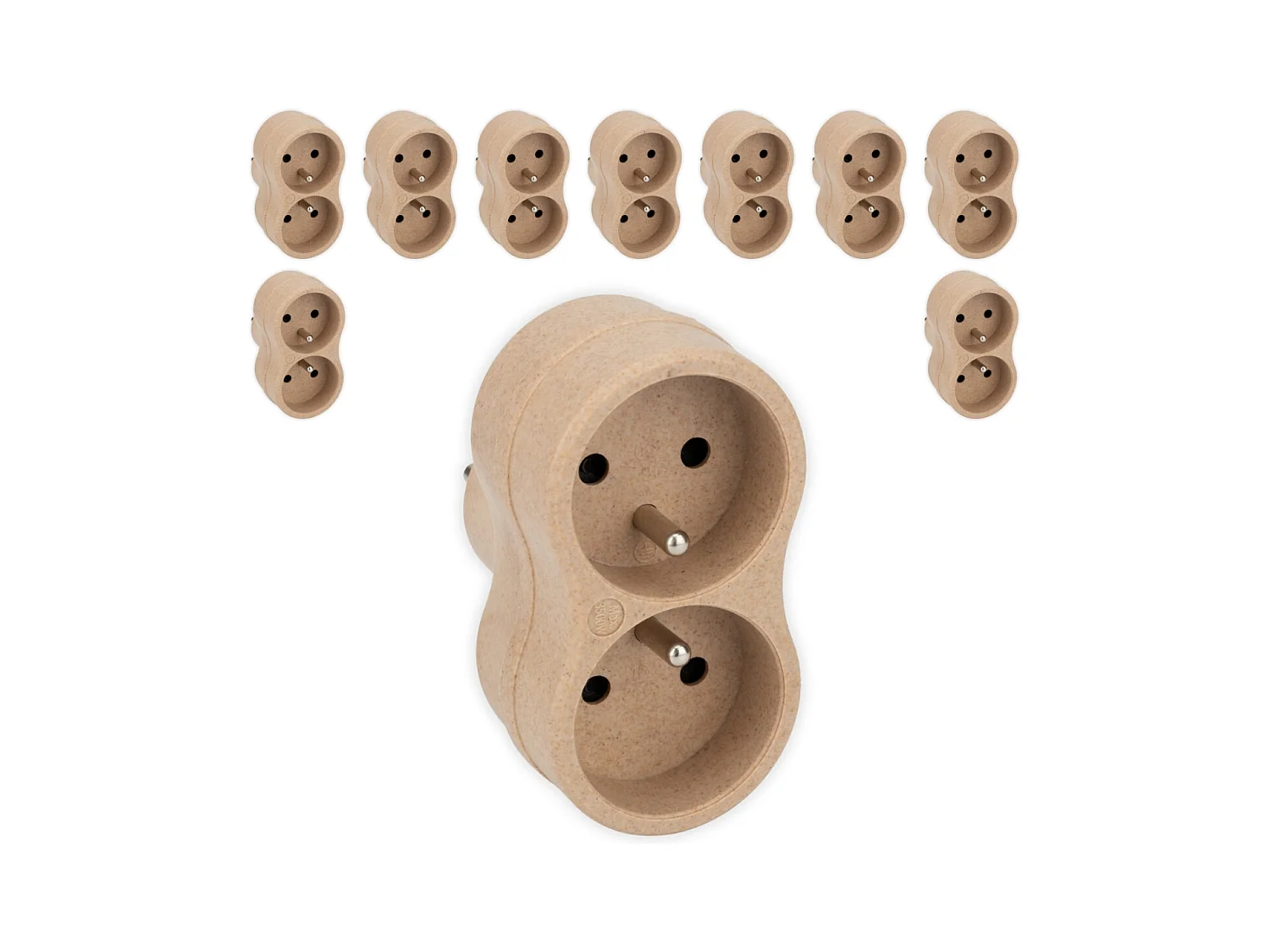 Lot de 10 biplites recyclées bioplastique - 2x16A - Beige - Zenitech