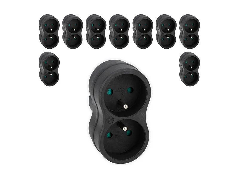 Lot de 10 biplites recyclées bioplastique - 2x16A - Noir - Zenitech