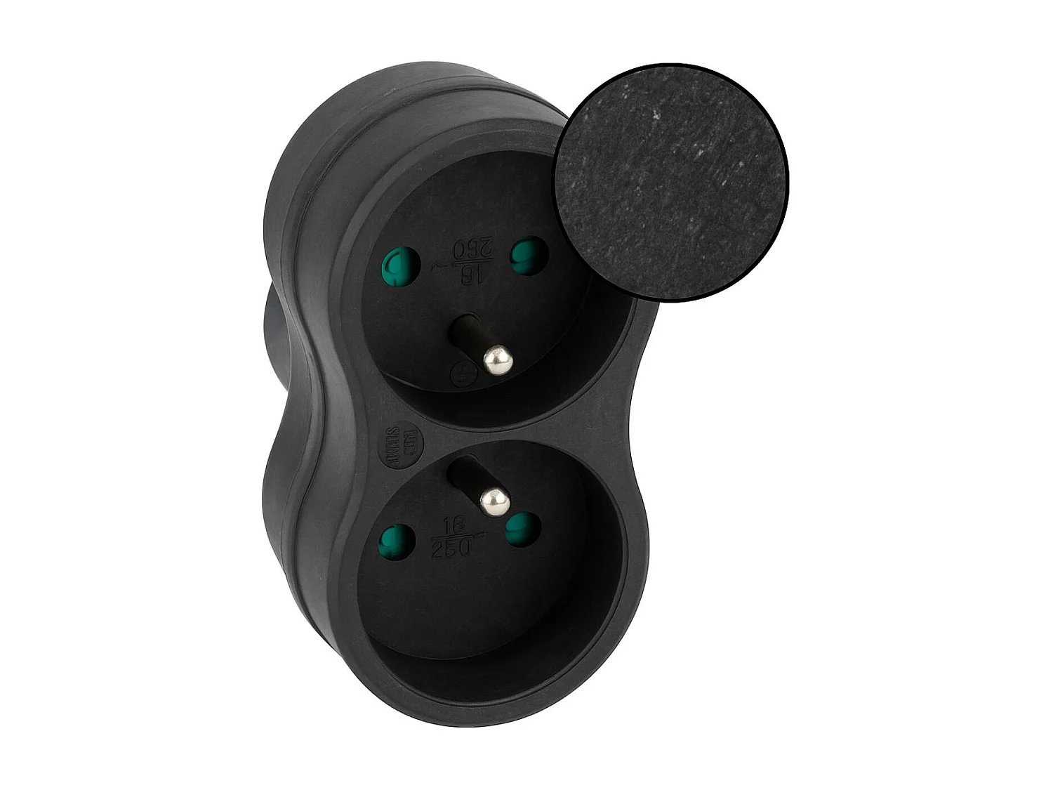 Lot de 10 biplites recyclées bioplastique - 2x16A - Noir - Zenitech