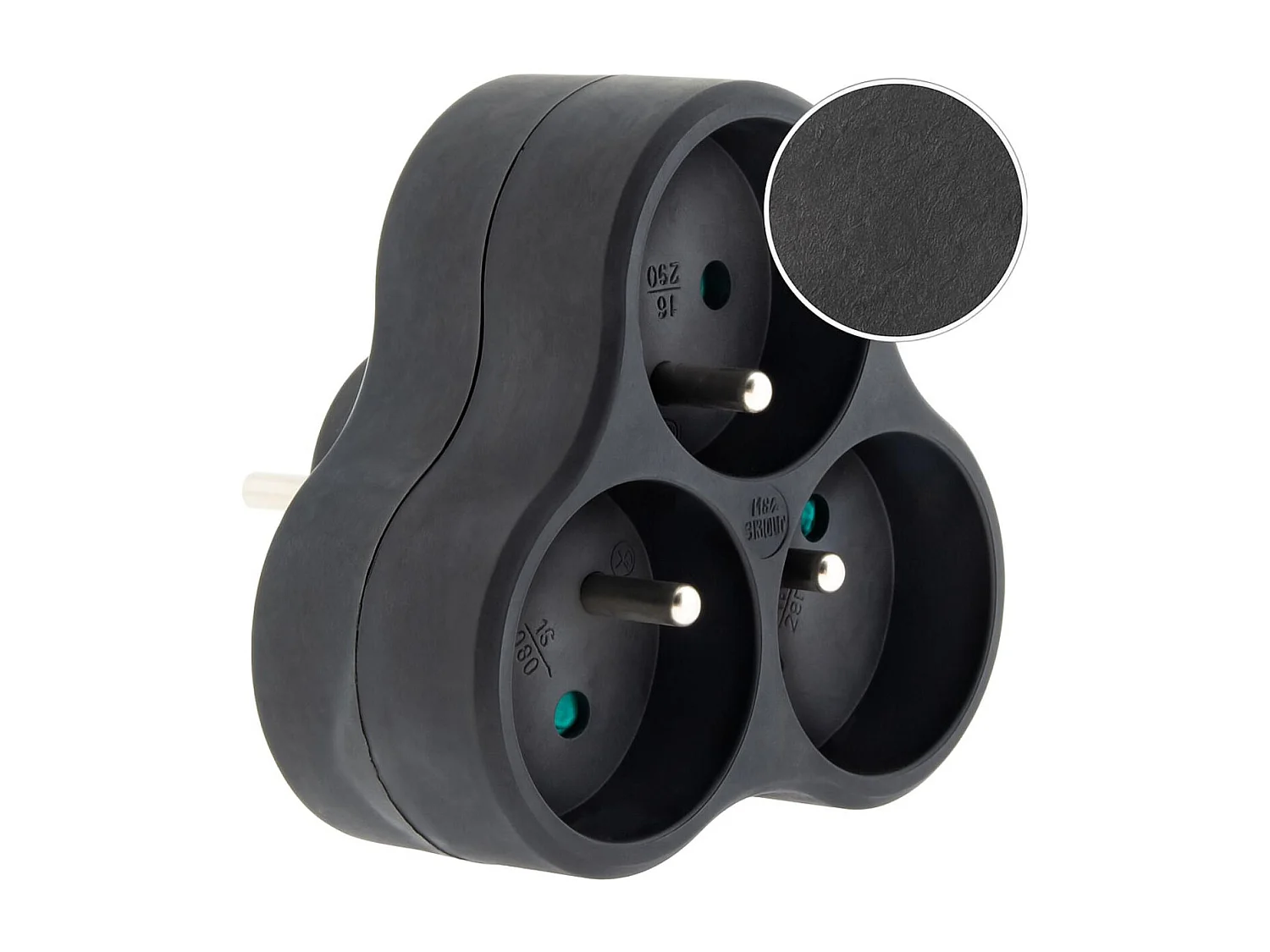 Lot de 10 triplites recyclées bioplastique - 3x16A - Noir - Zenitech