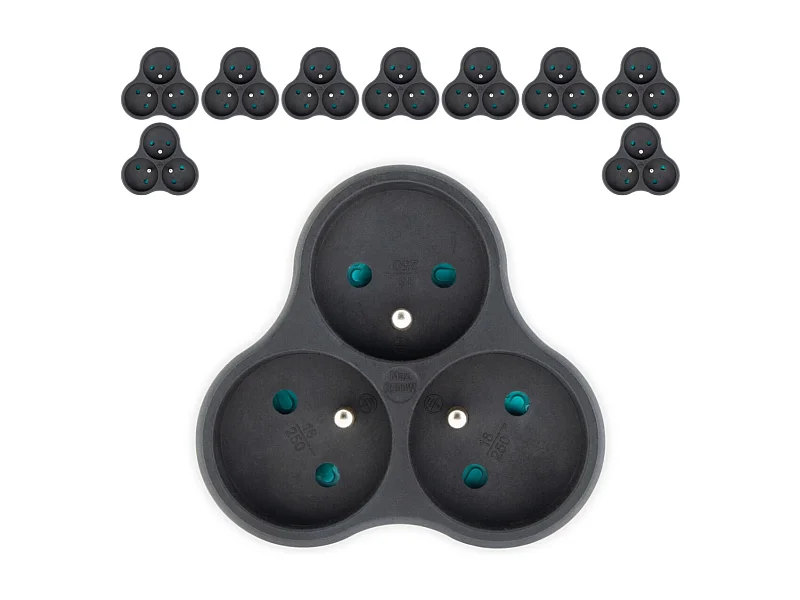 Lot de 10 triplites recyclées bioplastique - 3x16A - Noir - Zenitech