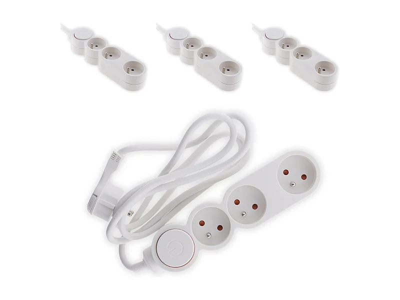 Lot de 4 multiprises Home 3 prises 16A 2P+T - Blanc - Zenitech