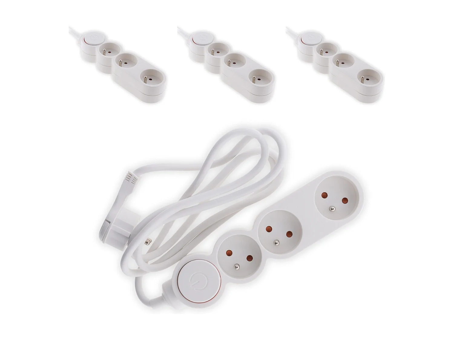 Lot de 4 multiprises Home 3 prises 16A 2P+T - Blanc - Zenitech