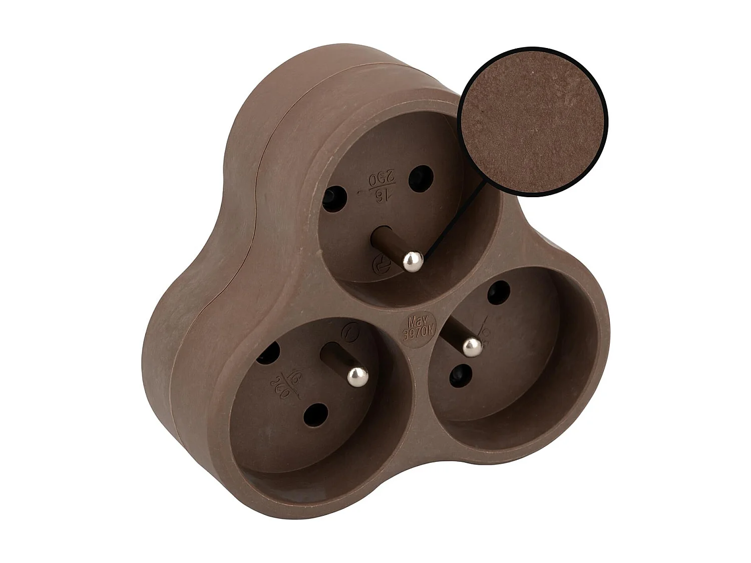 Lot de 10 triplites recyclées bioplastique - 3x16A - Taupe - Zenitech