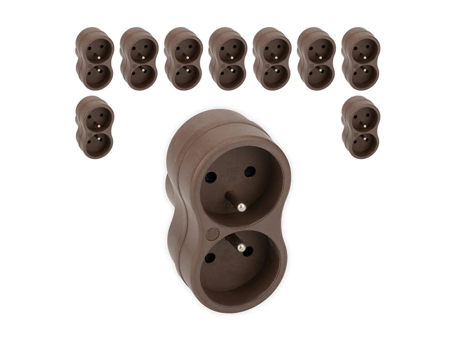 Lot de 10 biplites recyclées bioplastique - 2x16A - Taupe - Zenitech