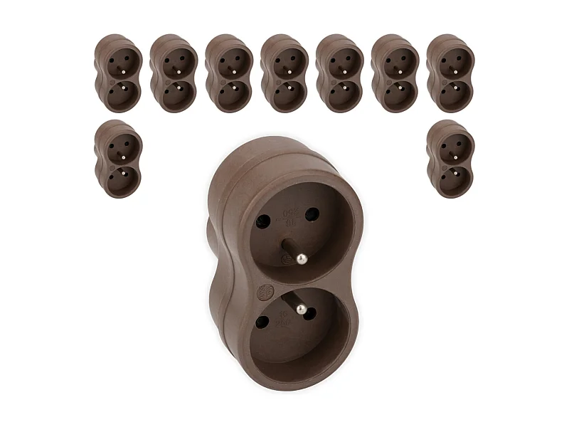 Lot de 10 biplites recyclées bioplastique - 2x16A - Taupe - Zenitech