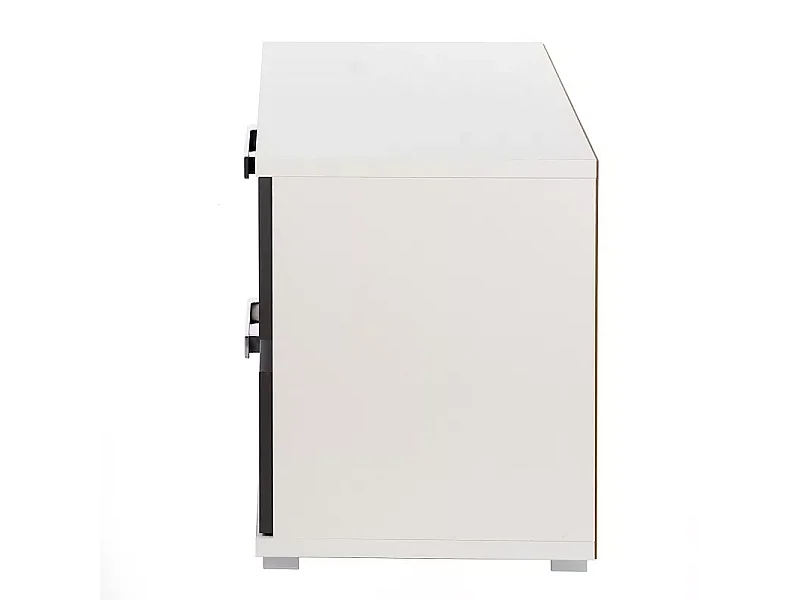 Mesita de Noche, Mesilla de Dormitorio 2 Cajones, Acabado en Color Blanco y Grafito, Medidas: 60 cm (Largo) x 40 cm (Fondo) x 50 cm (Alto) - Meyvaser