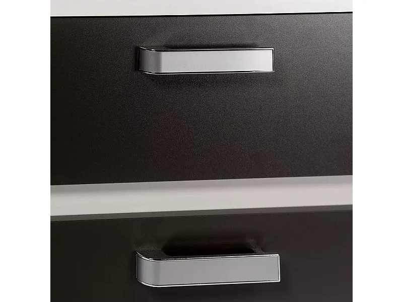 Mesita de Noche, Mesilla de Dormitorio 2 Cajones, Acabado en Color Blanco y Grafito, Medidas: 60 cm (Largo) x 40 cm (Fondo) x 50 cm (Alto) - Meyvaser