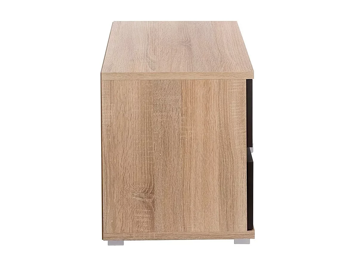 Mesita de Noche, Mesilla de Dormitorio 2 Cajones, Acabado en Color Cambria y Grafito, Medidas: 60 cm (Largo) x 40 cm (Fondo) x 50 cm (Alto) - Meyvaser