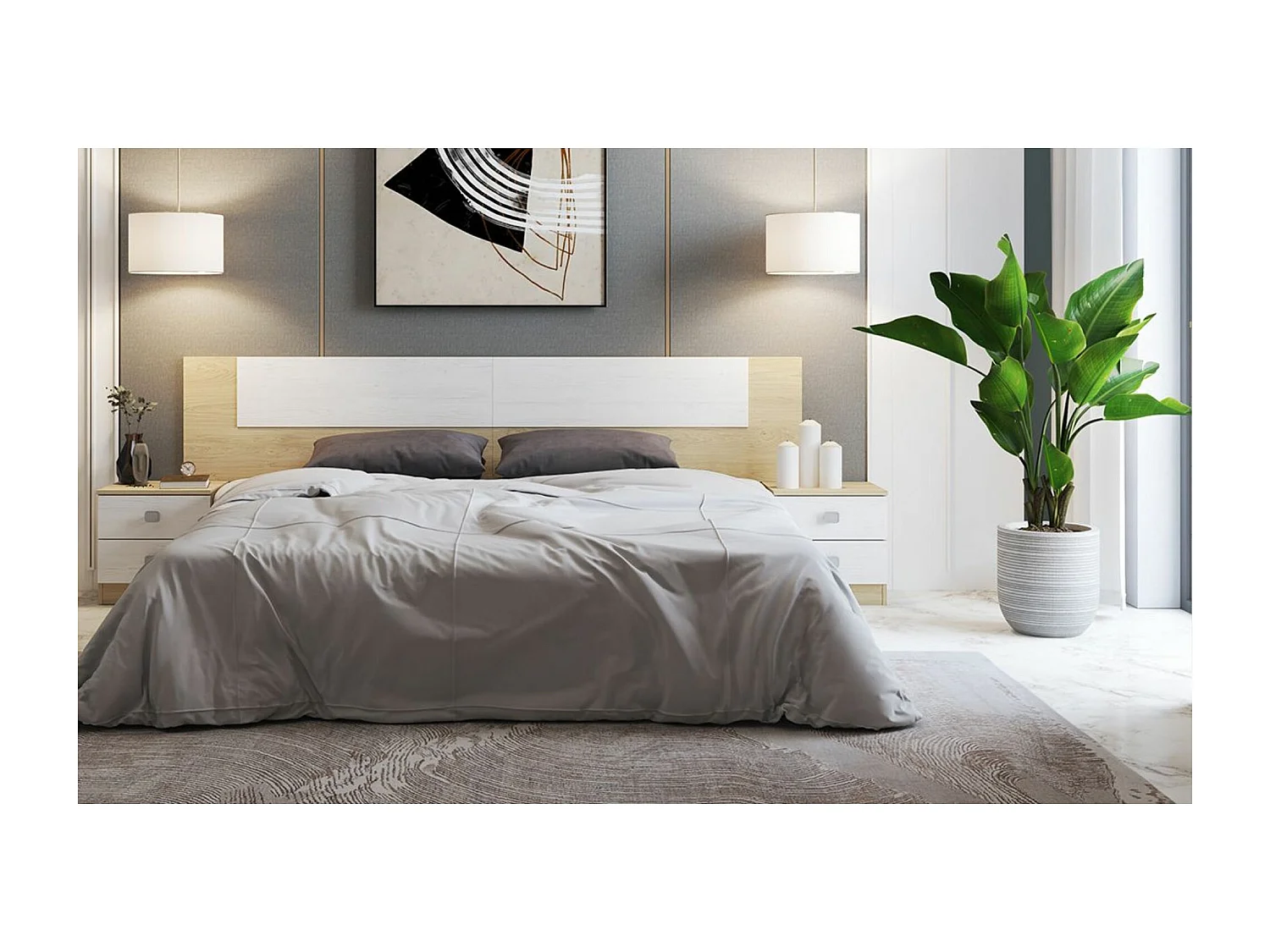 Meyvaser - Mesita de Noche, Mesilla de Dormitorio, Color Cambrian - Blanco, Medidas: 44,6 cm (La) x 33,5 cm (Fo) x 54 cm (Al)