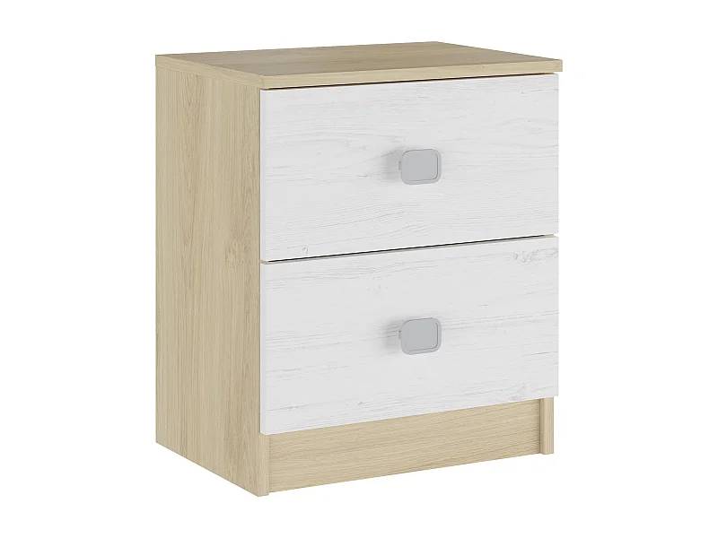 Meyvaser - Mesita de Noche, Mesilla de Dormitorio, Color Cambrian - Blanco, Medidas: 44,6 cm (La) x 33,5 cm (Fo) x 54 cm (Al)