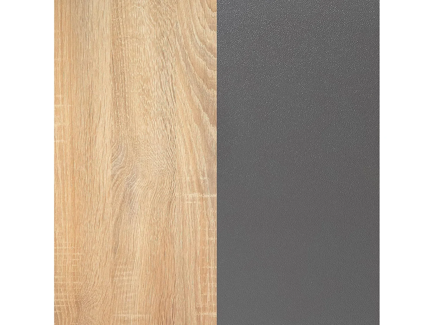 BricoExpo - Mesita de Noche, Mesilla de Dormitorio, Color Cambria y Grafito, Medidas: 50 cm (Largo) x 34,6 cm (Fondo) x 60 cm (Alto)