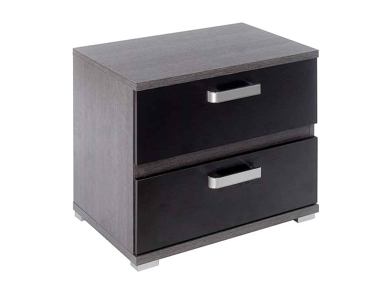 Mesita de Noche, Mesilla de Dormitorio 2 Cajones, Acabado en Color Negro, Medidas: 60 cm (Largo) x 40 cm (Fondo) x 50 cm (Alto) - Meyvaser