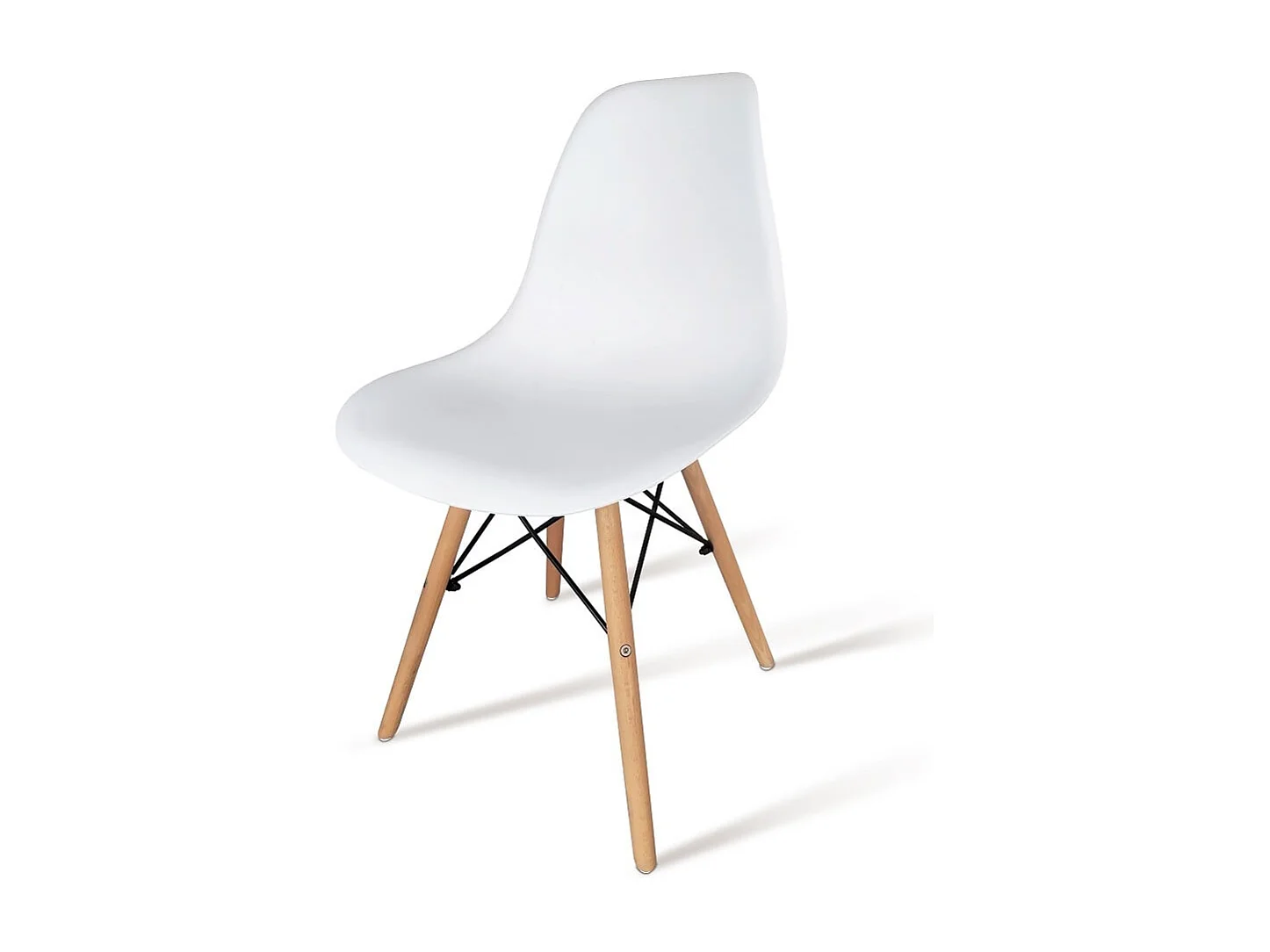 Conjunto Mesa y Sillas Nórdicas: Mesa Blanca (80x80x76 cm) + 4 Sillas de Polipropileno Blanca con Patas de Madera Haya (46,5 x 48 x 82 cm) – Para Come