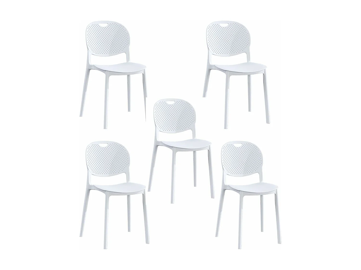 Conjunto Mesa y Sillas Comedor/Cocina: Mesa madera y Patas Metálicas Blancas (76x100x70 Cm) + 5 Sillas de Polipropileno Blancas  (80x40x55 Cm )