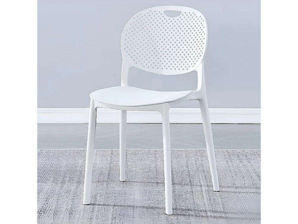 Conjunto Mesa y Sillas Comedor/Cocina: Mesa madera y Patas Metálicas Blancas (76x100x70 Cm) + 5 Sillas de Polipropileno Blancas  (80x40x55 Cm )