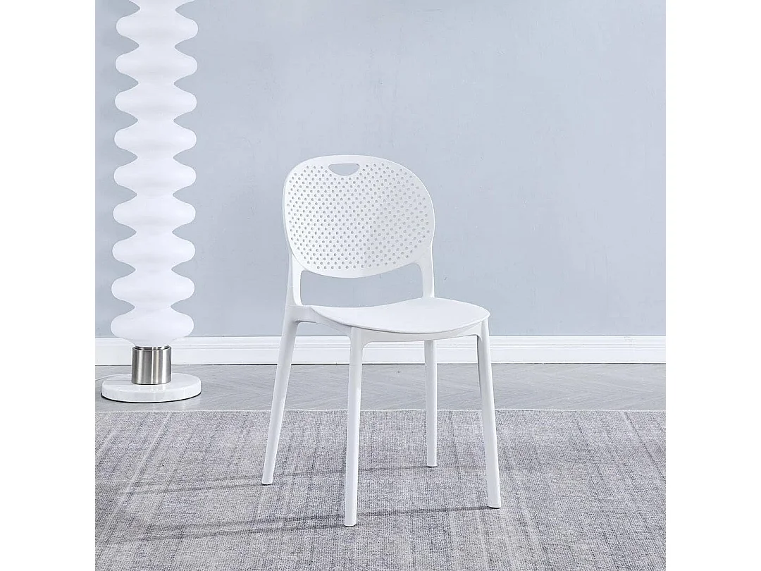 Conjunto Mesa y Sillas Comedor/Cocina: Mesa madera y Patas Metálicas Blancas (76x100x70 Cm) + 5 Sillas de Polipropileno Blancas  (80x40x55 Cm )