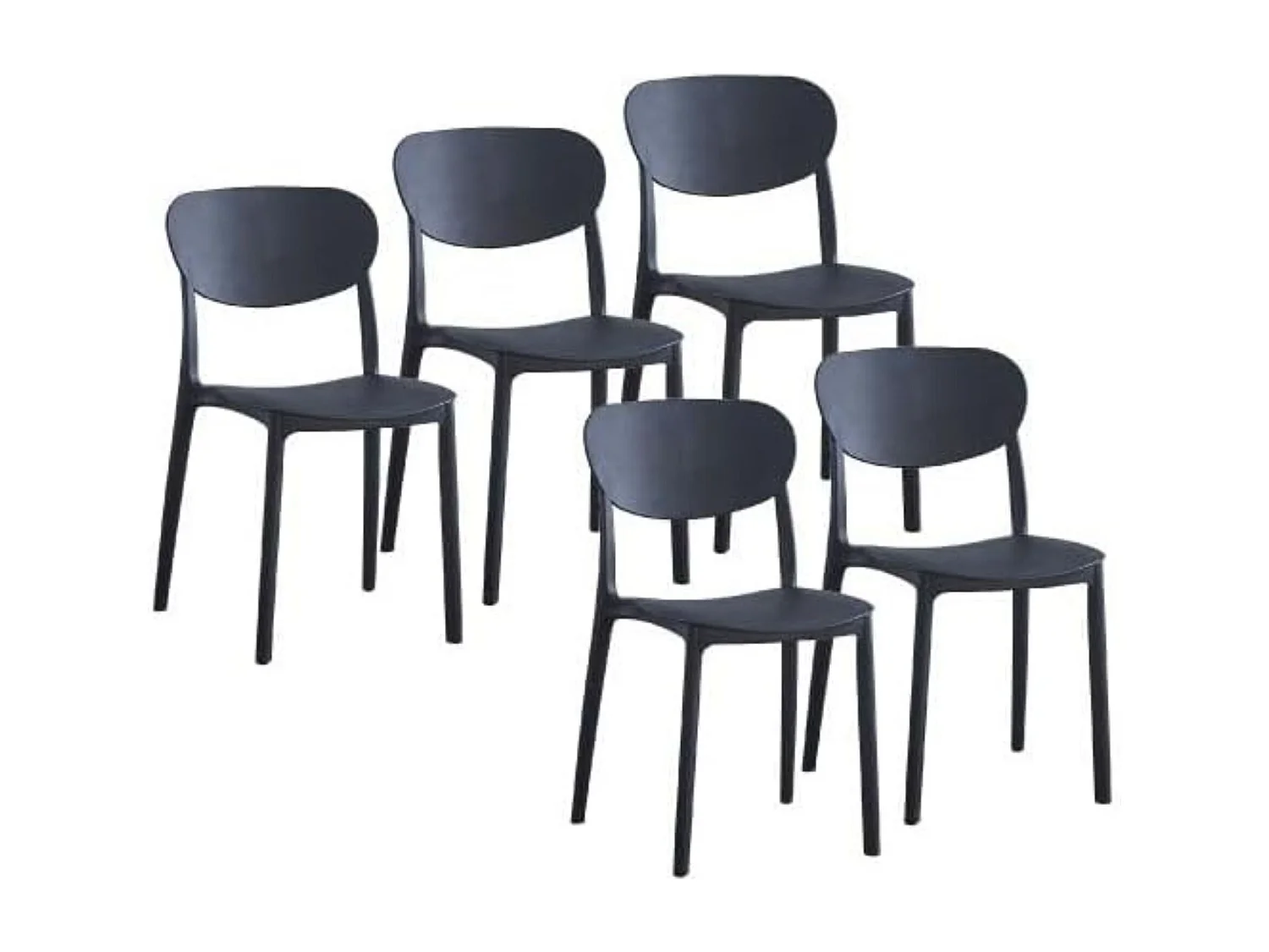 Conjunto Mesa y Sillas Comedor/Cocina: Mesa madera y Patas Metálicas En Negro (76x100x70 Cm) + 5 Sillas de Polipropileno Negro  (80x40x55 Cm)